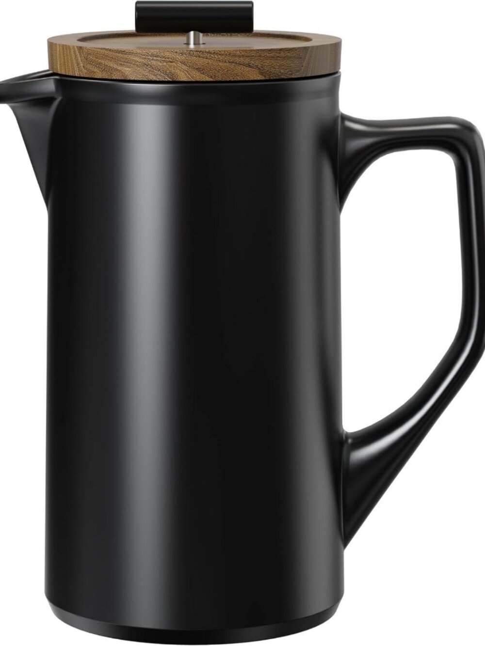 Elegant 22oz Ceramic French Press with Walnut Wood Lid - Stylish Coffee Maker